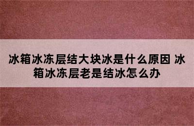 冰箱冰冻层结大块冰是什么原因 冰箱冰冻层老是结冰怎么办